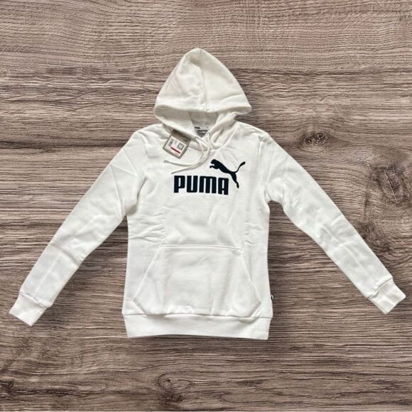 Puma White Hoodie Long Sleeve Logo Essential Sweatshirt Women’s Size XS - Picture 1 of 12